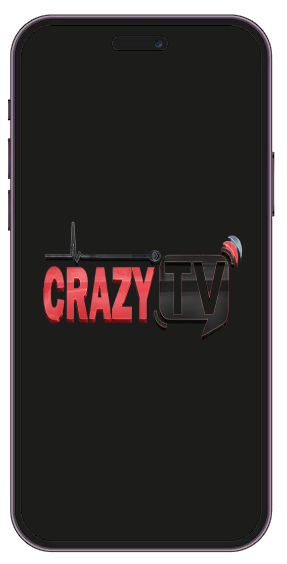 mobile view with Crazy IPTV logo in front